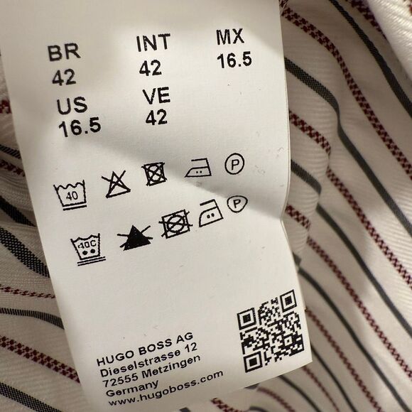 Boss Hugo Boss Tailored Striped Button Front Shirt Size 16.5 - Picture 3 of 9